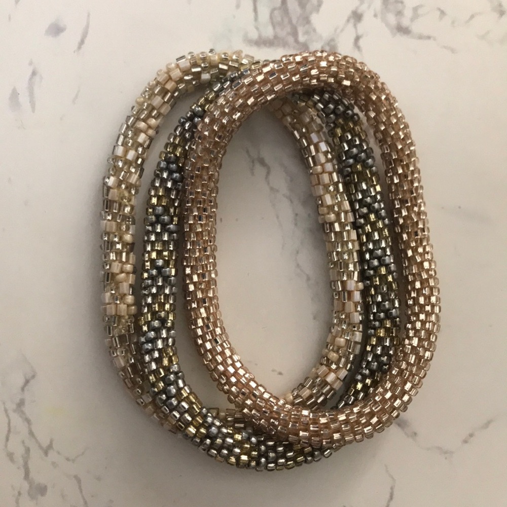 Lily and Laura Neutral/Metallic Bracelets (3)